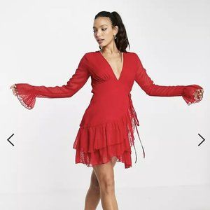 ASOS Design US10 NBW RED Beautiful Holiday Party Dress